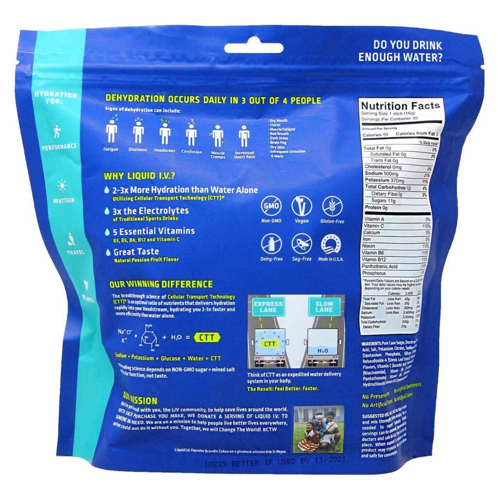 Liquid IV Multiplicador de Hidratação com Eletrólitos Sabor Maracujá - 30 Pacotes - Imagem 3