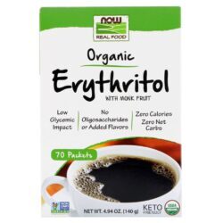 Now Foods Eritritol Orgânico com Fruta Monge - Adoçante Natural 70 Pacotes