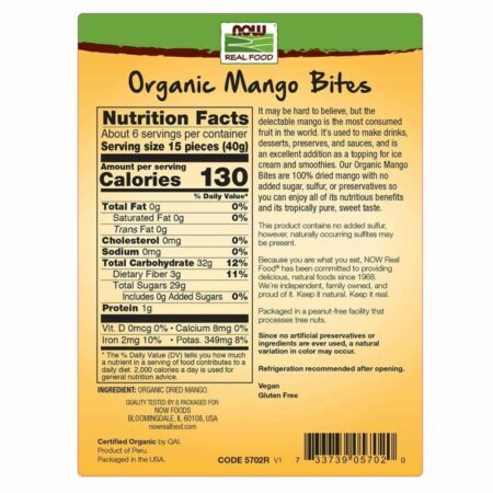 Now Foods Pedaços de Manga Orgânica - 227g: Nutrição Pura e Sabor Tropical Autêntico - Imagem 2