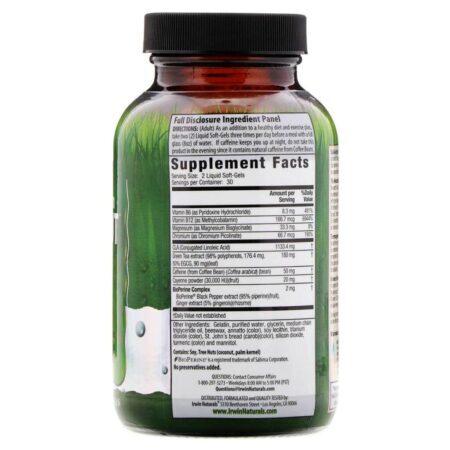 Irwin Naturals Corte CLA de Ação Dupla - 60 Cápsulas Gelatinosas Líquidas para Controle de Peso - Imagem 2
