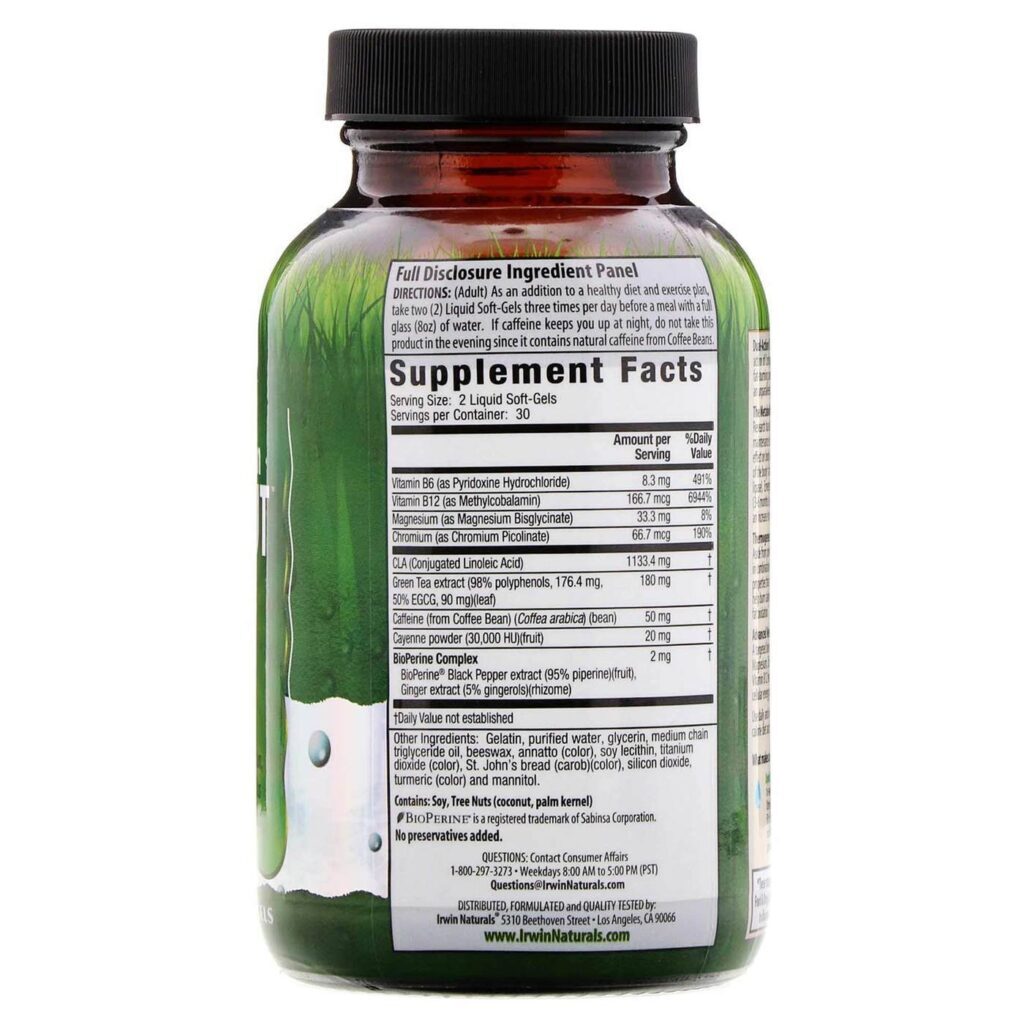 Irwin Naturals Corte CLA de Ação Dupla - 60 Cápsulas Gelatinosas Líquidas para Controle de Peso - Imagem 2