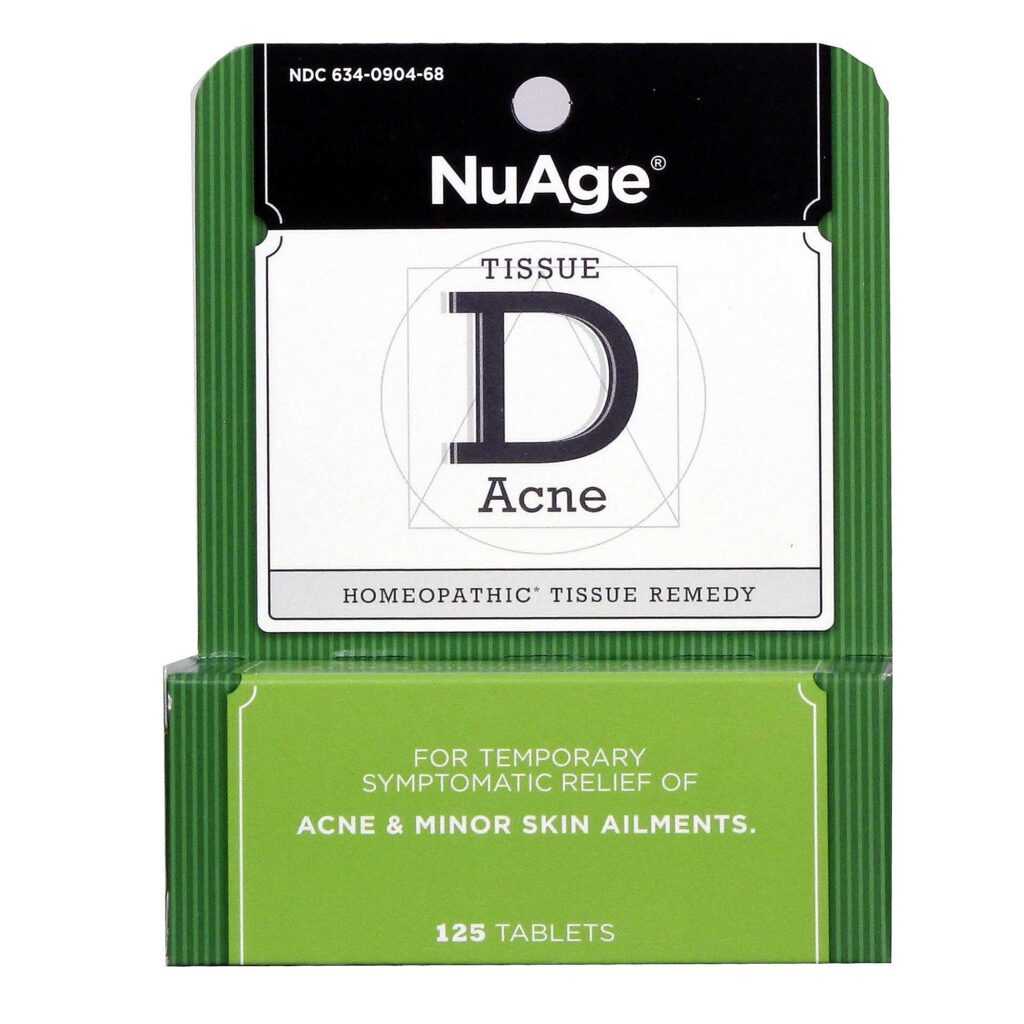 NuAge Homeopathic Remedies D Acne Fórmula Para o Tecido 125 Tabletes - Combate à Acne