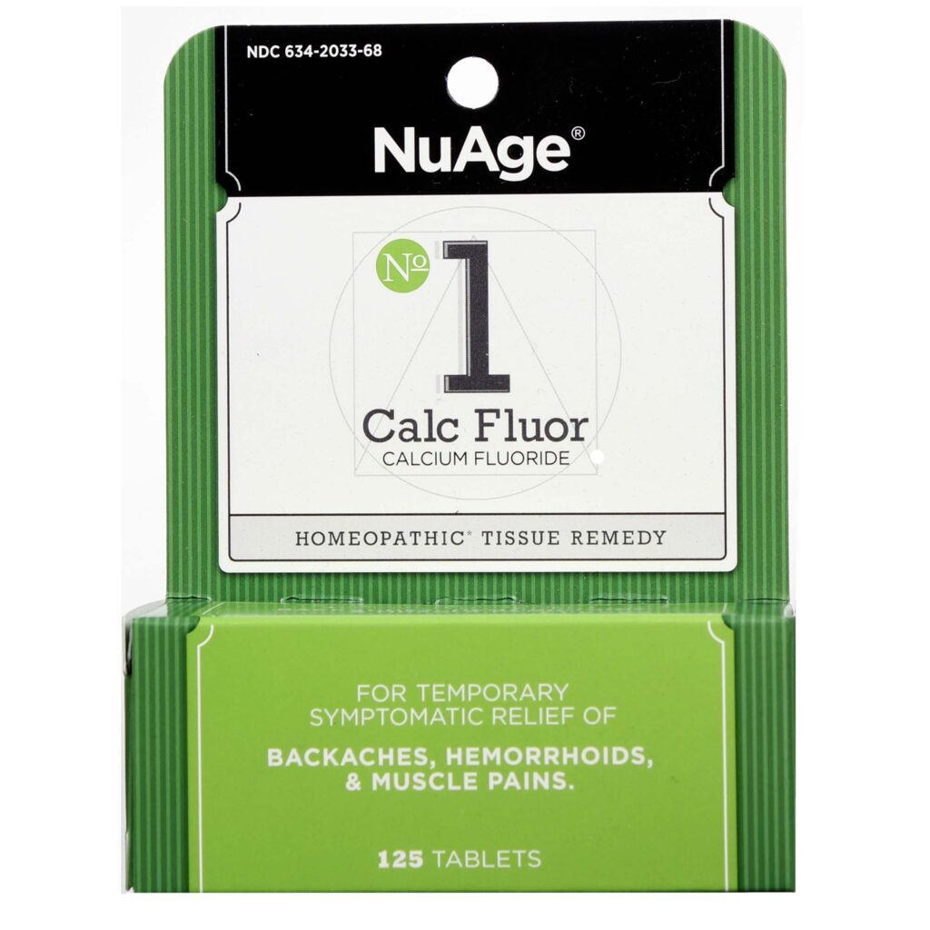 NuAge Homeopathic Remedies Fluoreto de Cálcio 125 Tabletes para Bem-Estar Ósseo e Dental
