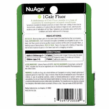 NuAge Homeopathic Remedies, No 1 Fluoreto de Cálcio - 125 Tabletes - Image 2