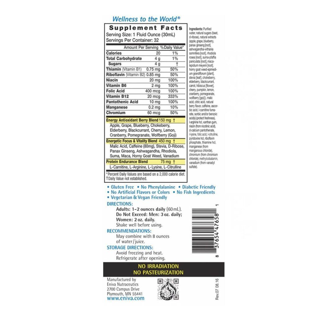 Eniva UltraSHOT Healthy Energy - Energia Saudável 960 ml (32 fl oz) - Imagem 2