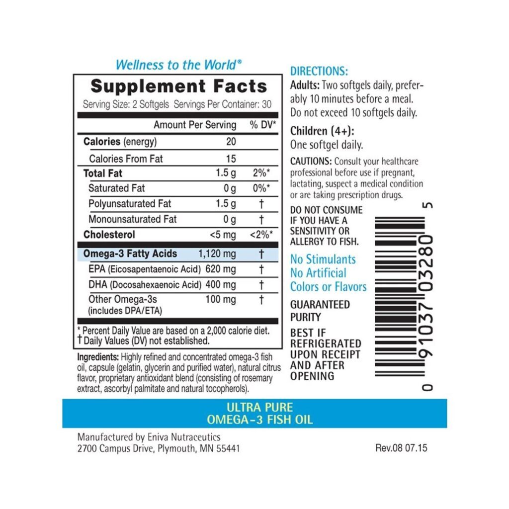 Eniva Efacor Natural Omega 3s Citrus 60 Cápsulas - EPA e DHA Essenciais - Imagem 2