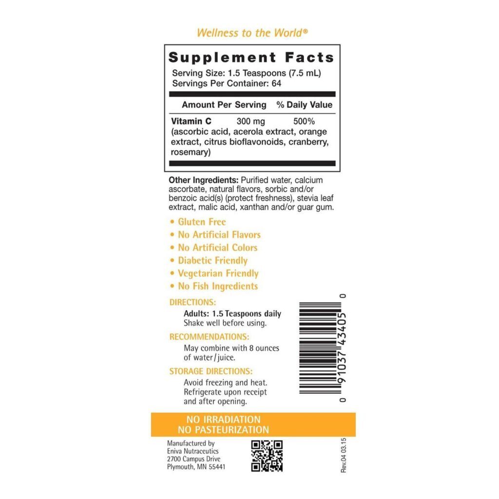 Eniva Vitamin C Complex Concentrado Líquido - 480 ml (16 fl oz) - Imagem 2