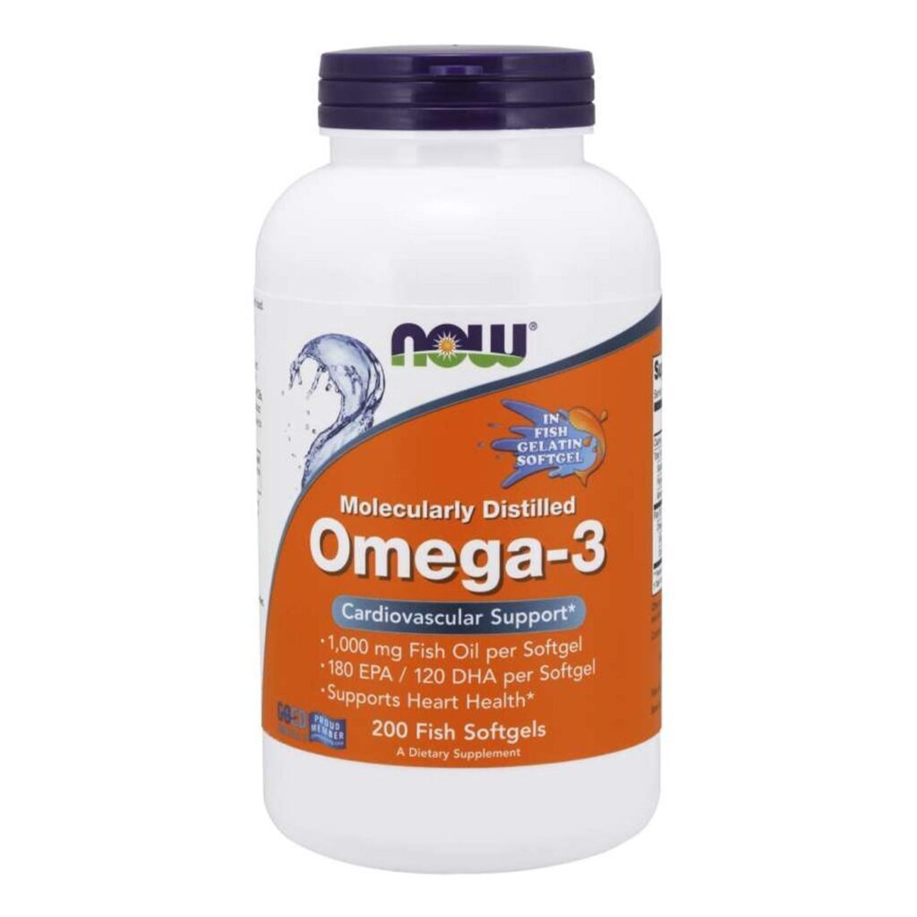 Now Foods Ômega-3 Destilado Molecularmente - 200 Cápsulas Gel de Peixe Puro