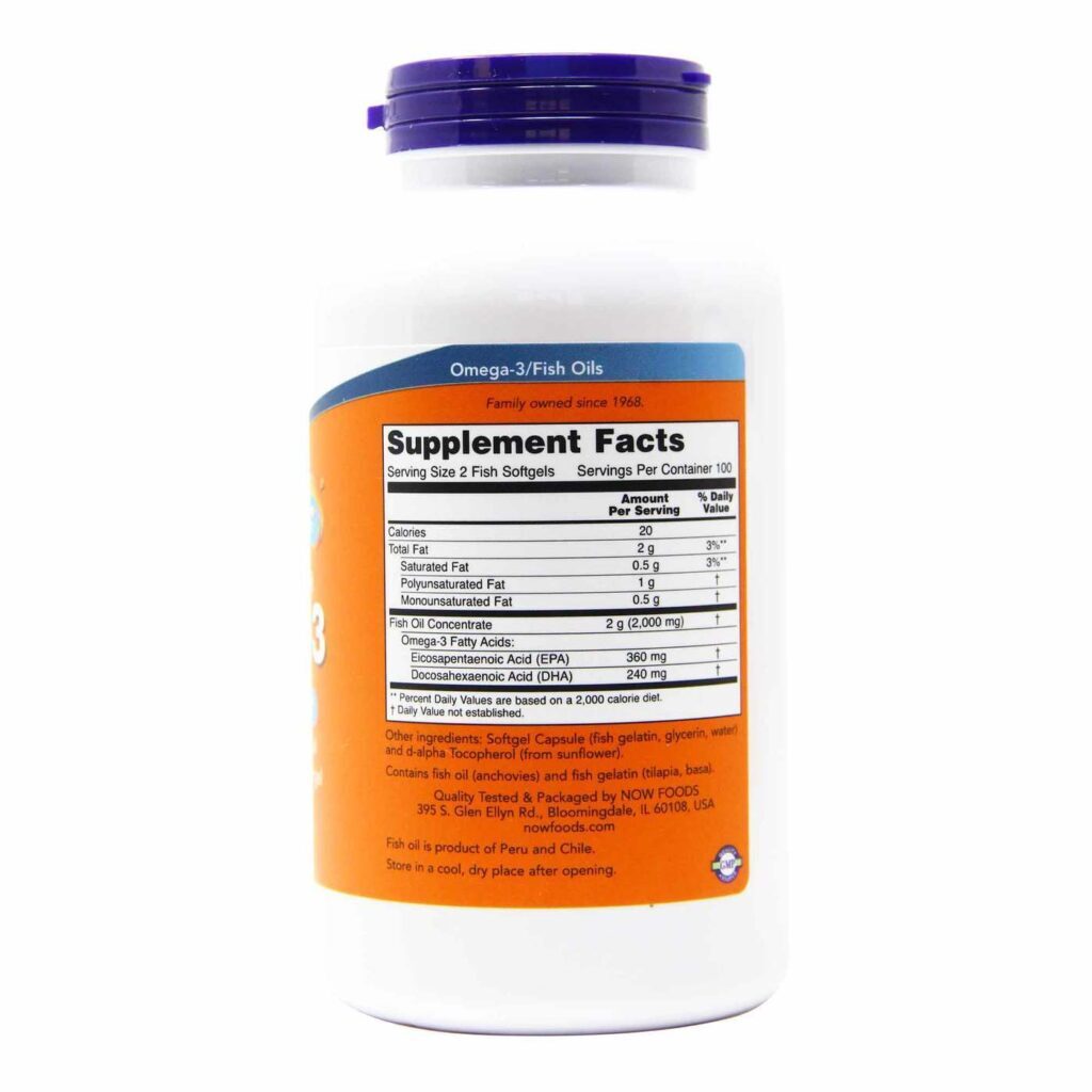 Now Foods Ômega-3 Destilado Molecularmente - 200 Cápsulas Gel de Peixe Puro - Imagem 2
