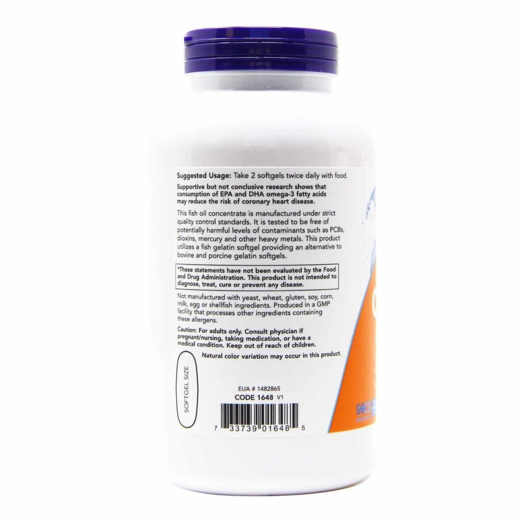 Now Foods Ômega-3 Destilado Molecularmente - 200 Cápsulas Gel de Peixe Puro - Imagem 3