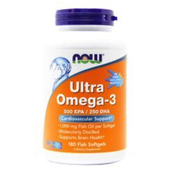 Now Foods Ultra Ômega-3 500 EPA/250 DHA - 180 Cápsulas de Peixe para Saúde Cardiovascular no Brasil