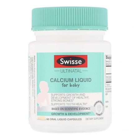 Swisse Ultinatal, Cálcio Líquido para Bebês - Sabor Natural de Baunilha - 60 Cápsulas Orais Líquidas