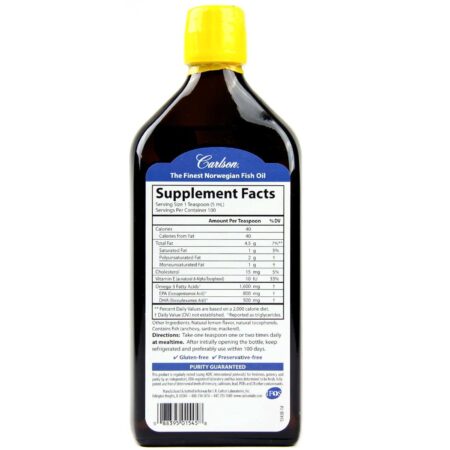 Carlson Labs, Óleo de Peixe, Sabor Limão - 500 ml - Image 2