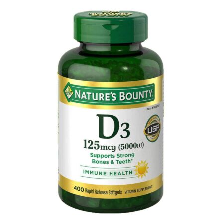 Nature's Bounty, Vitamin D3 125 mcg (5000 IU) - 400 Cápsulas em Gel Liberação Rápida