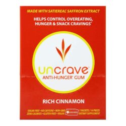 Uncrave Goma Anti Fome Sabor Canela - 7 Pacotes / 14 Peças - Controle de Apetite Natural