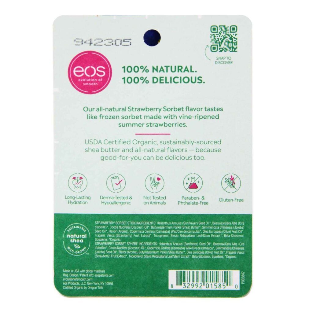 EOS Hidratante Labial Sorbet de Morango - 2 Unidades - Cuidado e Proteção Intensa - Imagem 3