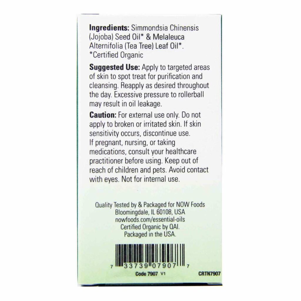 Now Foods Óleo Essencial de Melaleuca Orgânica Roll-On 10 mL - Pureza Natural para Sua Pele - Imagem 3