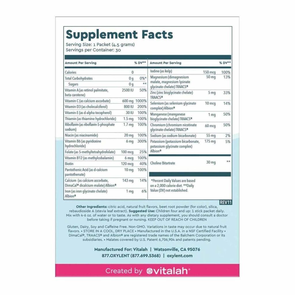 Oxylent Multivitamínico Infantil Sabor Bubbly Berry Punch - 30 Pacotes para Crianças - Imagem 2