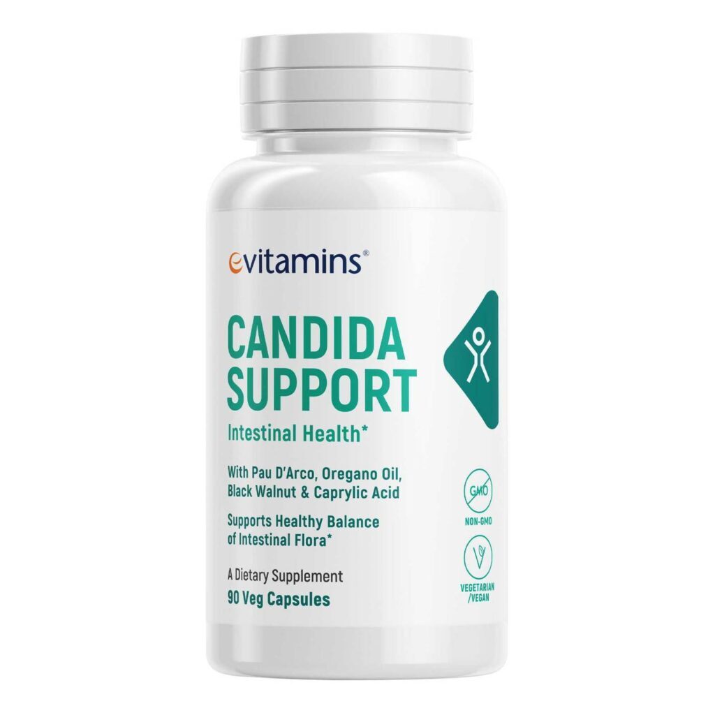 eVitamins Suporte da Cândida - 90 Cápsulas Vegetarianas para Equilíbrio Intestinal