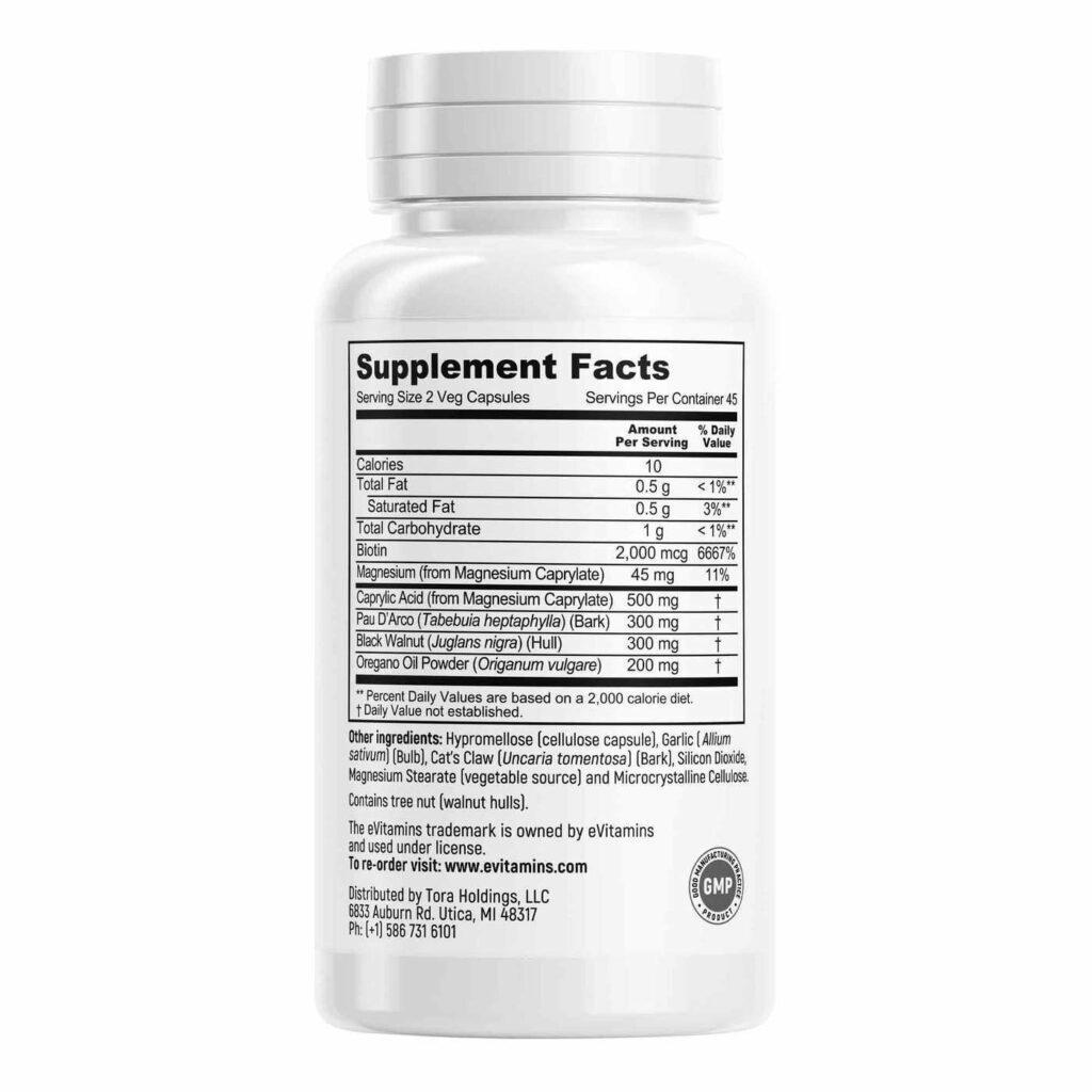 eVitamins Suporte da Cândida - 90 Cápsulas Vegetarianas para Equilíbrio Intestinal - Imagem 3
