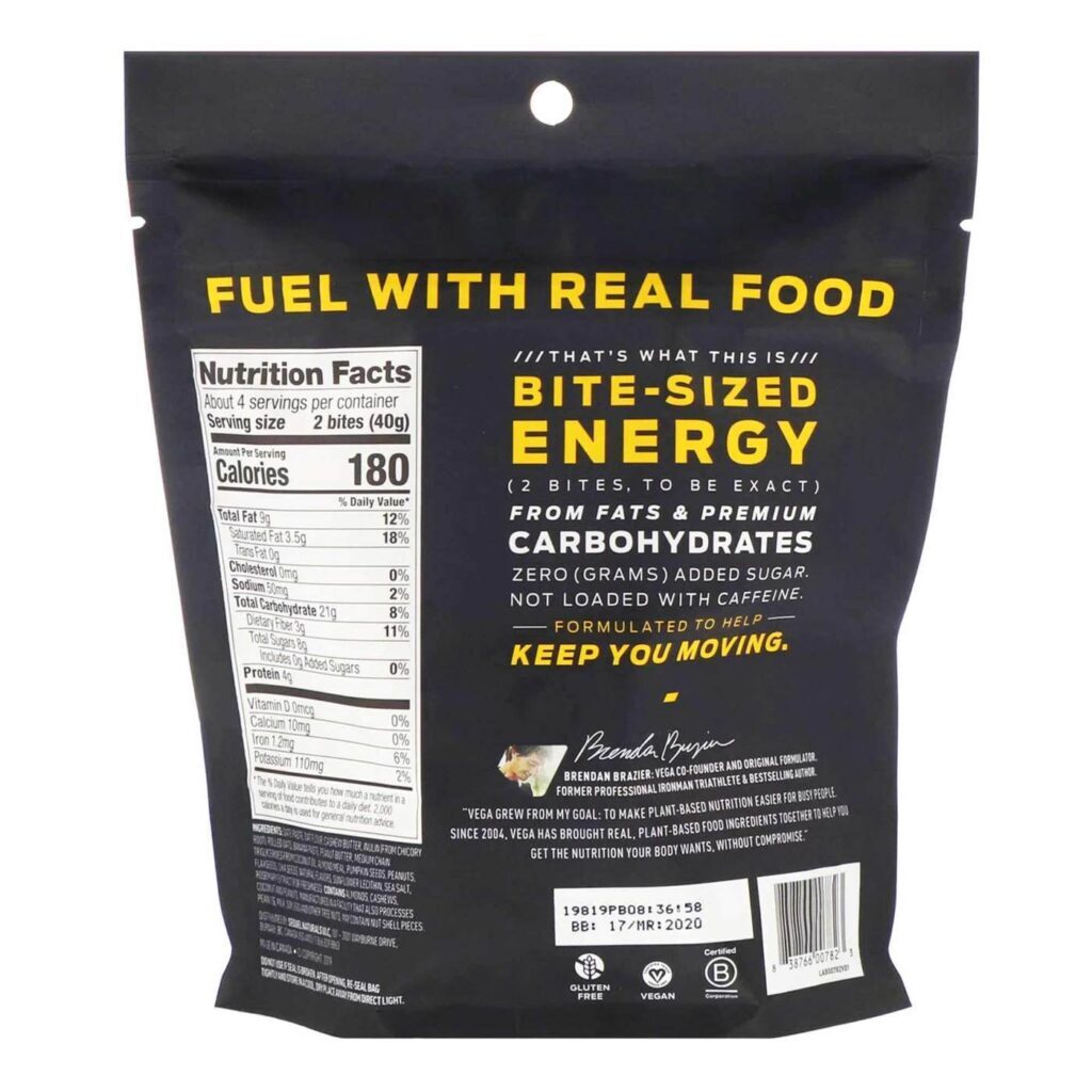 Vega Sport Energy Bites Sabor Manteiga de Amendoim e Banana 160g | Energia Natural - Imagem 2