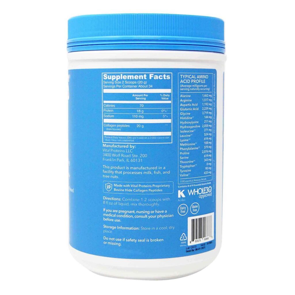 Vital Proteins Colágeno Hidrolisado Sabor Neutro - 680g (24 oz) - Imagem 3