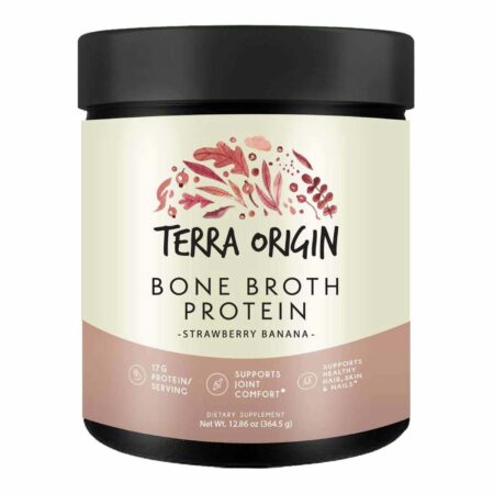 Terra Origin, Proteína de Colágeno de Caldo Ósseo - Morango e Banana - 13.69 oz (388 g)