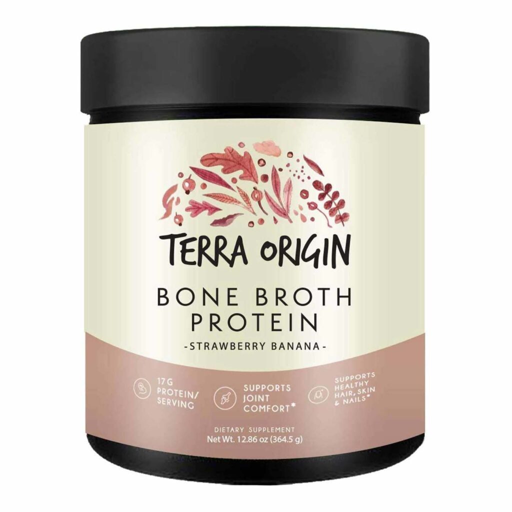 Terra Origin Proteína de Colágeno Caldo Ósseo Morango e Banana 388g