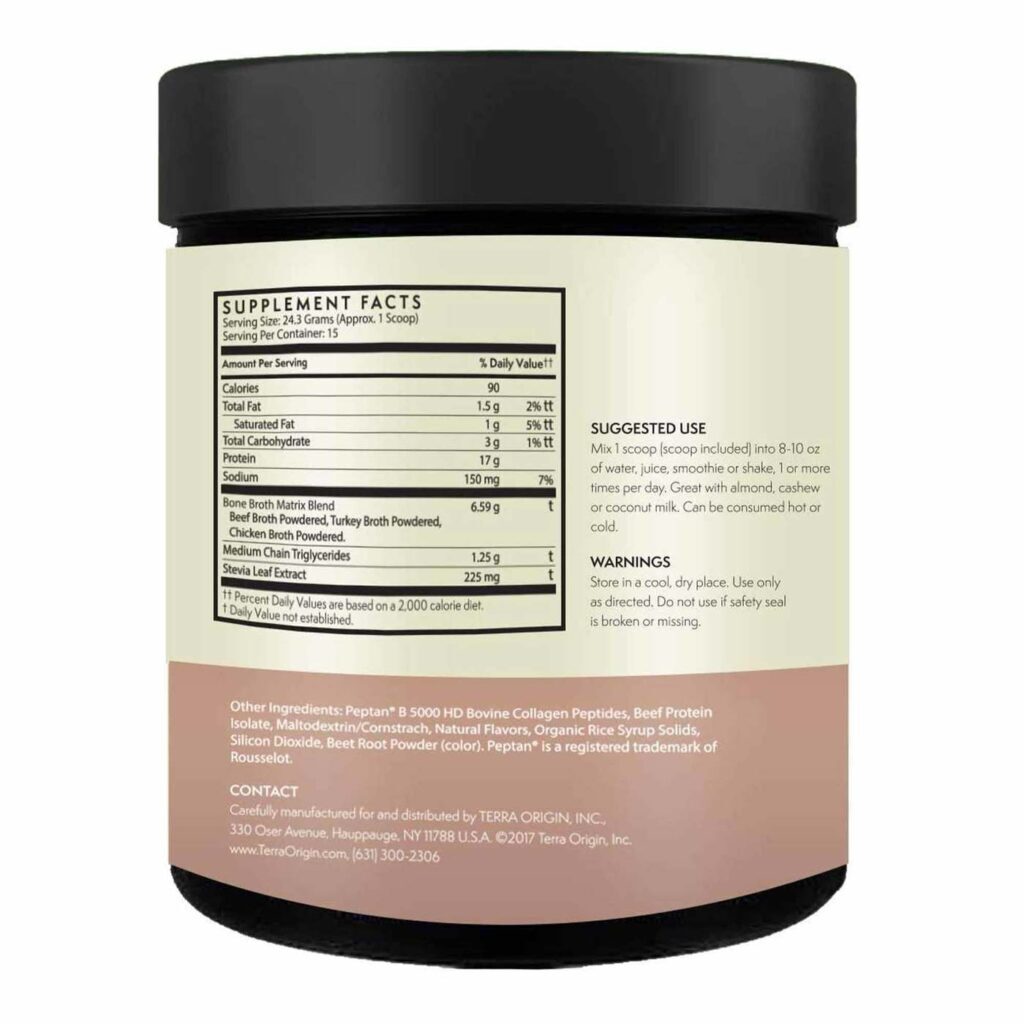 Terra Origin Proteína de Colágeno Caldo Ósseo Morango e Banana 388g - Imagem 2