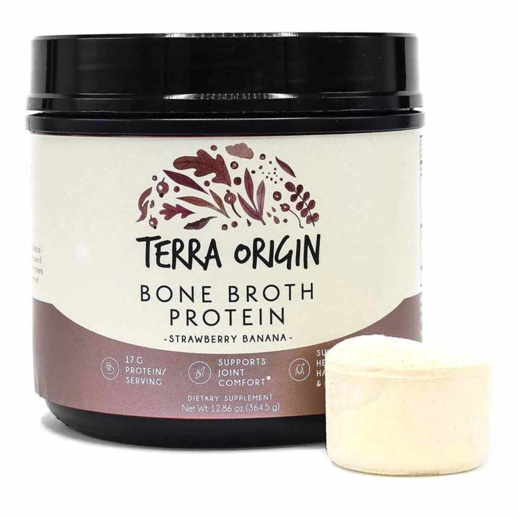Terra Origin Proteína de Colágeno Caldo Ósseo Morango e Banana 388g - Imagem 4