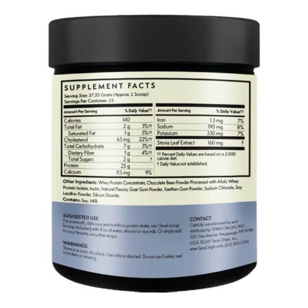 Terra Origin Grass-fed Whey Protein Powder Chocolate 560.25 g - Image 2