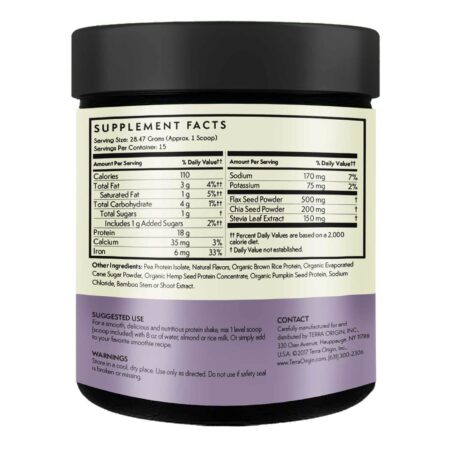 Terra Origin Plant Protein Powder Vanilla 465 g - Image 2