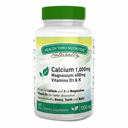 Health Thru Nutrition Calcium 1000mg and Magnesium 400mg with 100iu D3 and K - 360 Softgels