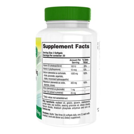 Health Thru Nutrition Calcium 1000mg and Magnesium 400mg with 100IU D3 and K - 90 Softgels - Image 2