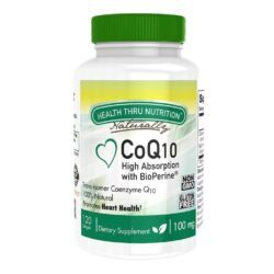 Health Thru Nutrition CoQ10 100mg com Bioperine - 120 Cápsulas Gelatinosas para Energia e Saúde Cardiovascular