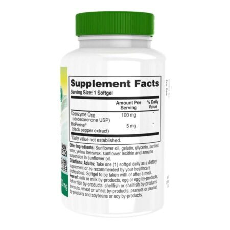Health Thru Nutrition CoQ10 100mg com Bioperine - 120 Cápsulas Gelatinosas para Energia e Saúde Cardiovascular - Imagem 3