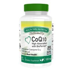 Health Thru Nutrition CoQ10 100mg com Bioperine - 60 Cápsulas Gelatinosas Macias