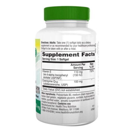 Health Thru Nutrition CoQ10 Hidrossolúvel 100mg - 60 Cápsulas Gelatinosas - Imagem 2
