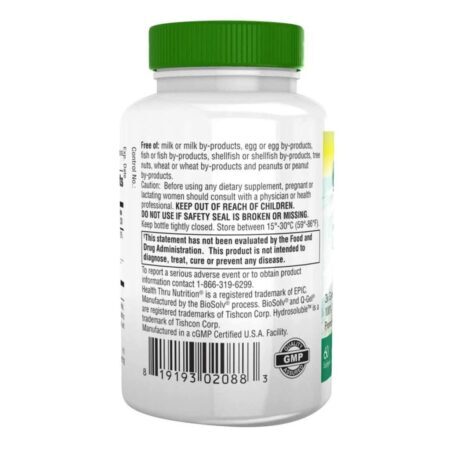 Health Thru Nutrition CoQ10 Hidrossolúvel 100mg - 60 Cápsulas Gelatinosas - Imagem 3