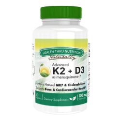 Health Thru Nutrition K2 e D3: 60 VegeCaps para Saúde Óssea e Imunidade