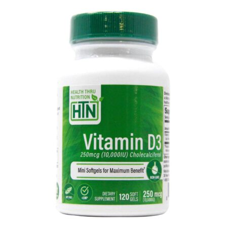 Health Thru Nutrition, Vitamina D3 10,000 IU - 120 Cápsulas em Gel