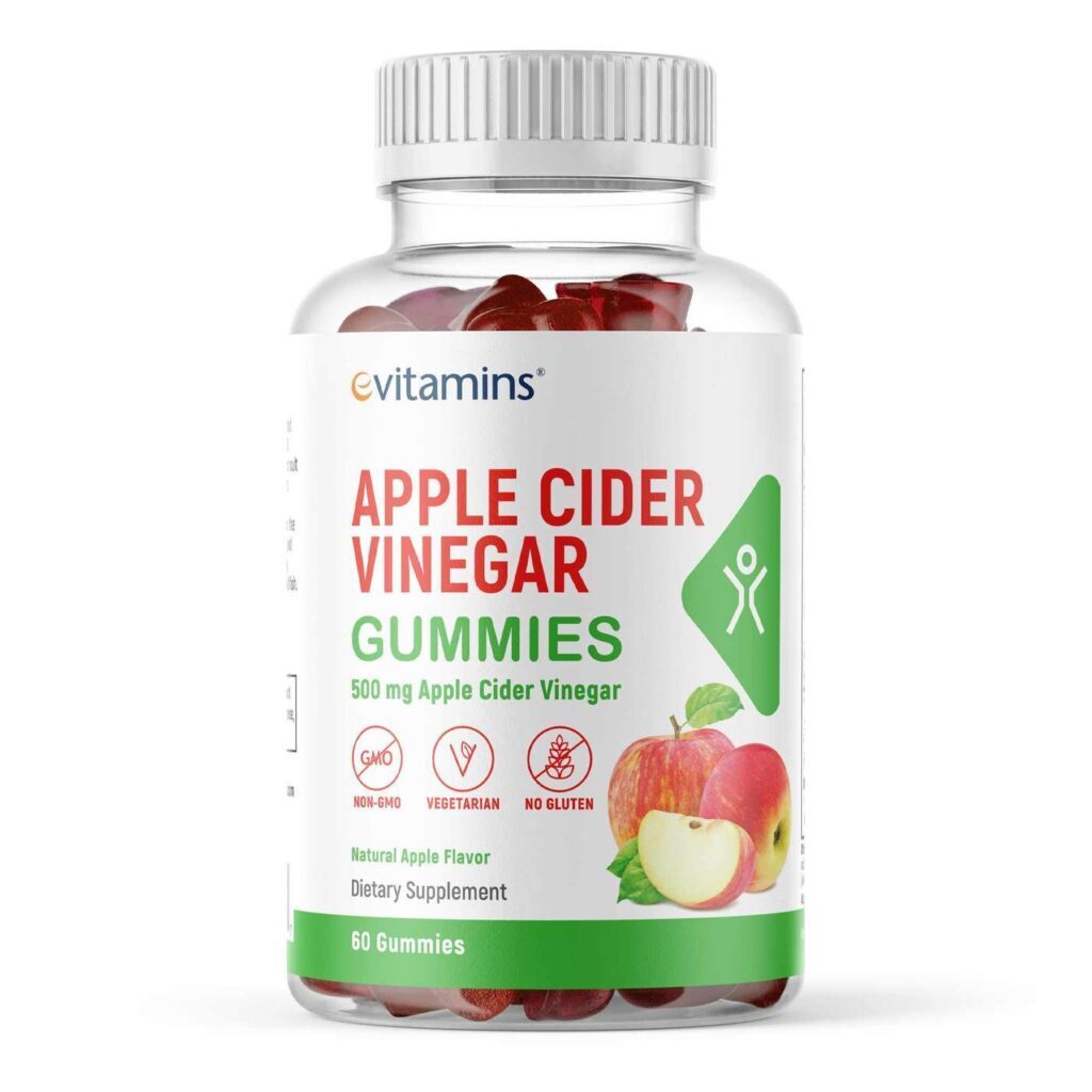 eVitamins Gomas Vinagre de Maçã: Bem-Estar e Detox Natural com 60 Unidades