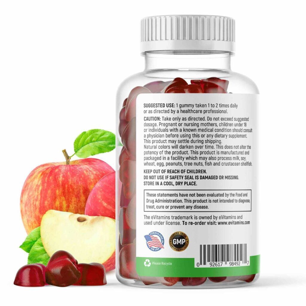 eVitamins Gomas Vinagre de Maçã: Bem-Estar e Detox Natural com 60 Unidades - Imagem 3