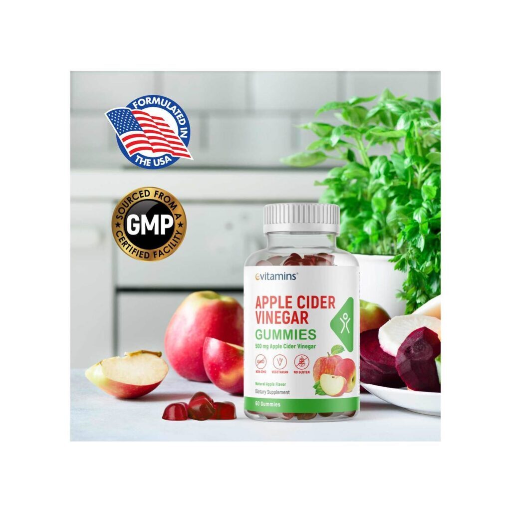 eVitamins Gomas Vinagre de Maçã: Bem-Estar e Detox Natural com 60 Unidades - Imagem 6