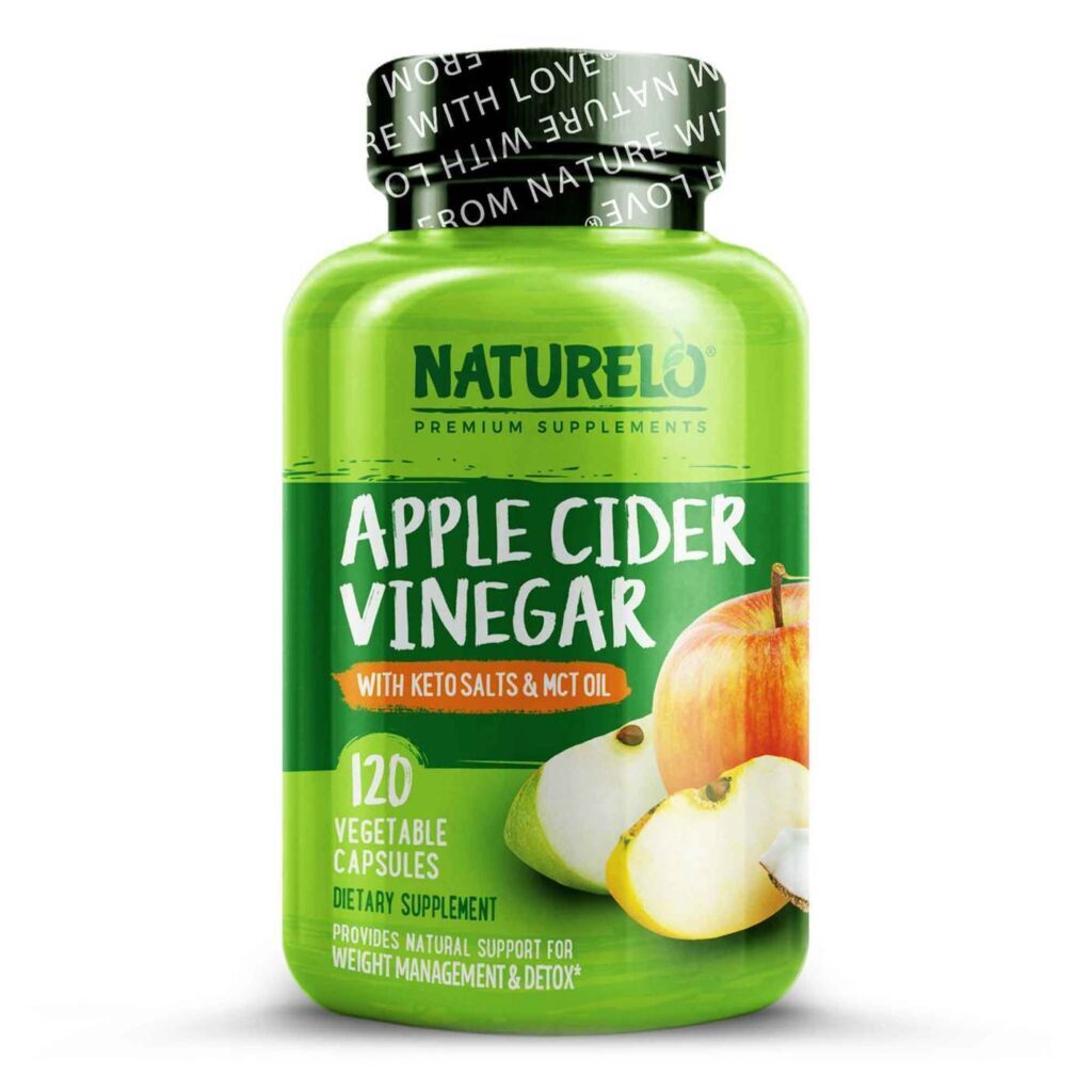 NATURELO Vinagre de Maçã com Sais de Keto 120 Cápsulas para Perda de Peso e Energia