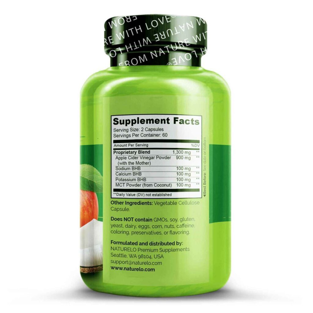 NATURELO Vinagre de Maçã com Sais de Keto 120 Cápsulas para Perda de Peso e Energia - Imagem 2