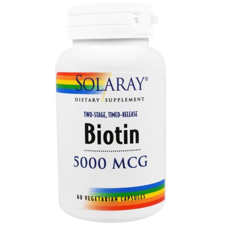 Solaray, Biotina 5000 mcg - 60 Cápsulas Vegetarianas