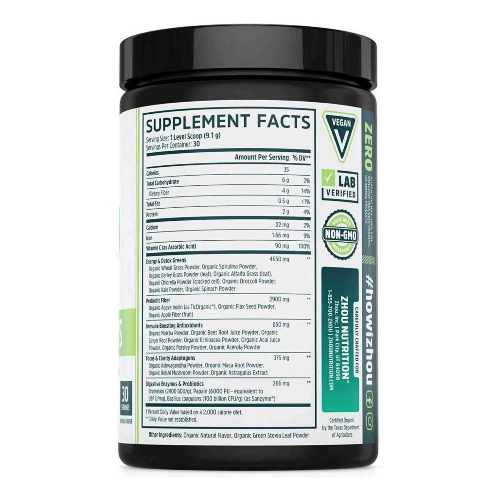Zhou Deep Greens Orgânico 273g: Superalimento Verde para Vitalidade e Saúde - Imagem 3