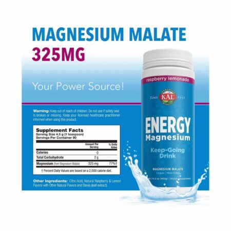 Kal Energy Magnesium Raspberry Lemonade - 14.3 oz (405g) - Image 3