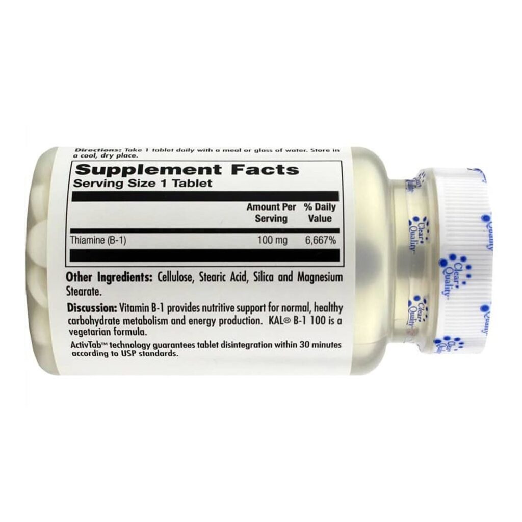 Kal Vitamina B1 100mg - 100 Tabletes: Energia e Bem-Estar Essenciais - Imagem 2